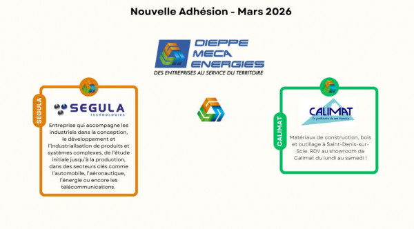 Nous souhaitons la bienvenue aux nouveaux adhérents de Dieppe Méca Énergies du mois de Mars 2026